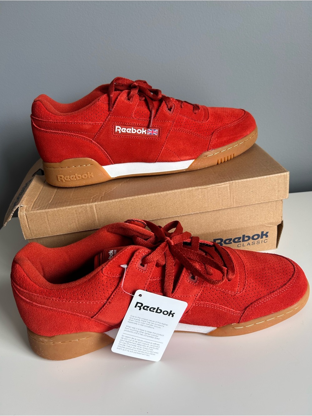 Reebok Kids Suede Sneakers in Bright Red with Gum Sole
